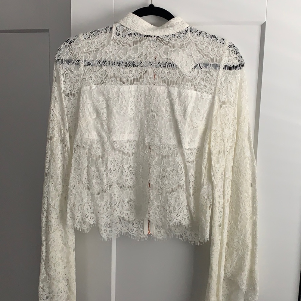 DO+BE White Lace Sheer Blouse - NWT